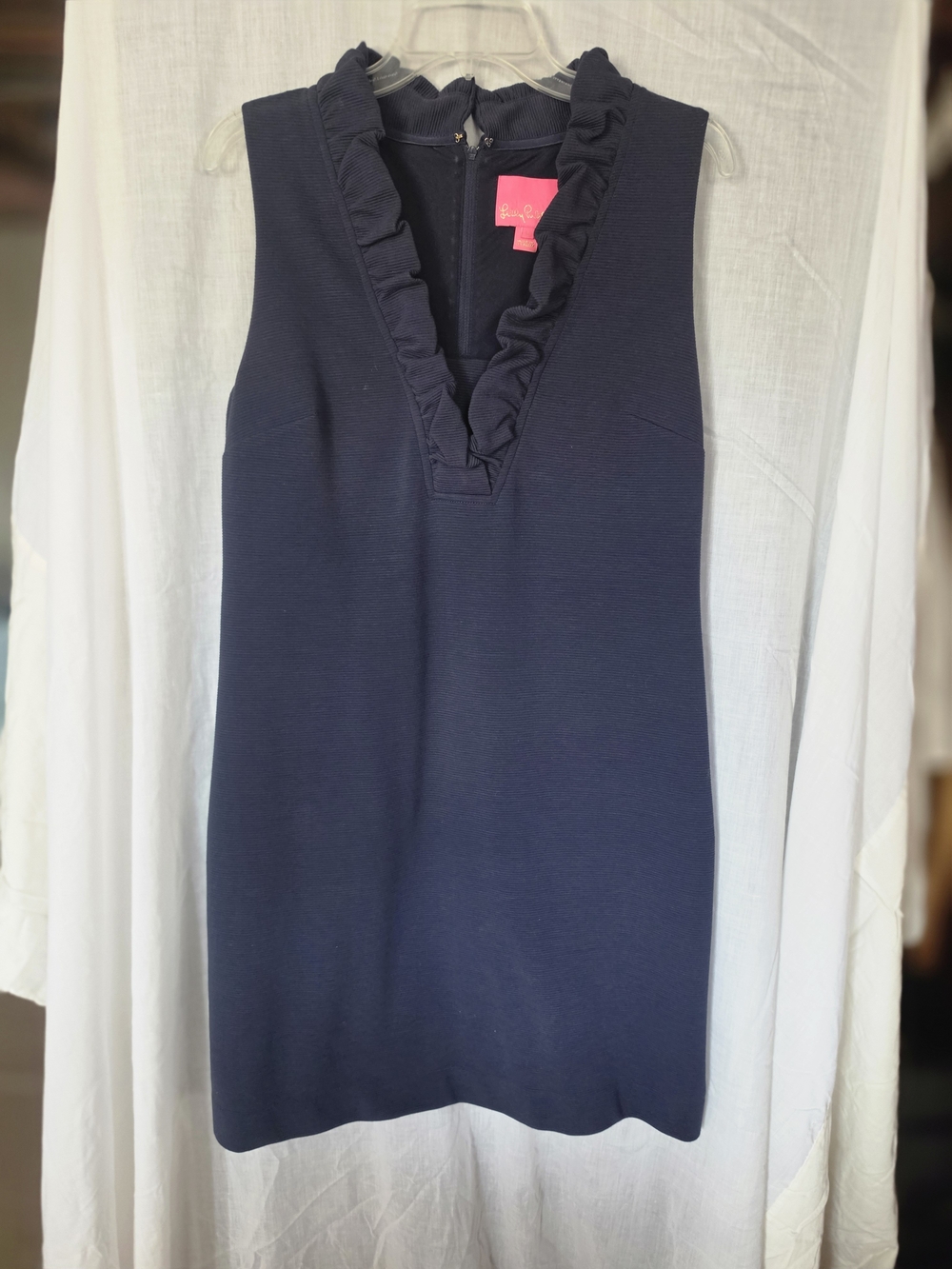 Lilly Pulitzer Navy Ruffle V-Neck Sleeveless Mini Dress